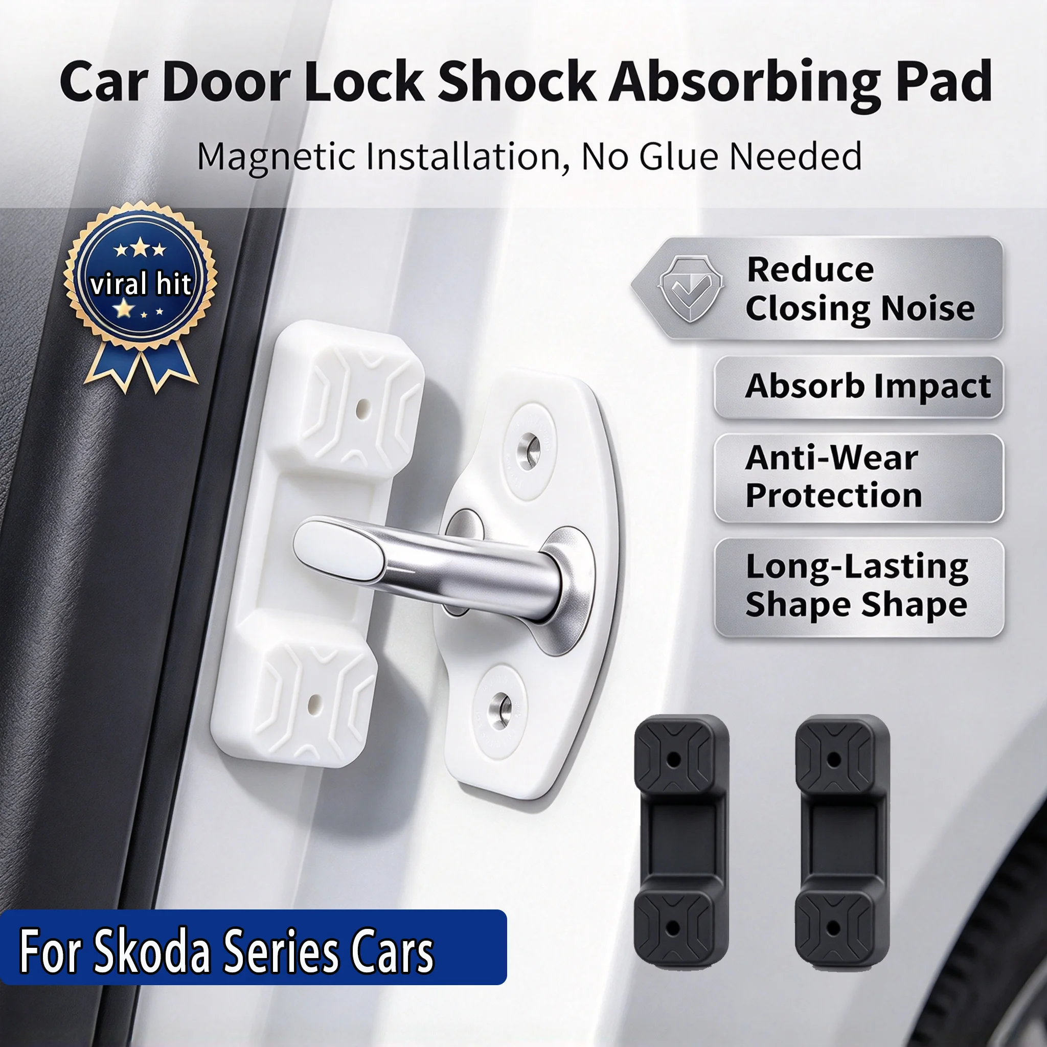 For Skoda Series Cars Magnetic Silicone Door Lock Dampener Pads Noise Reduction Buffer Shock Absorption