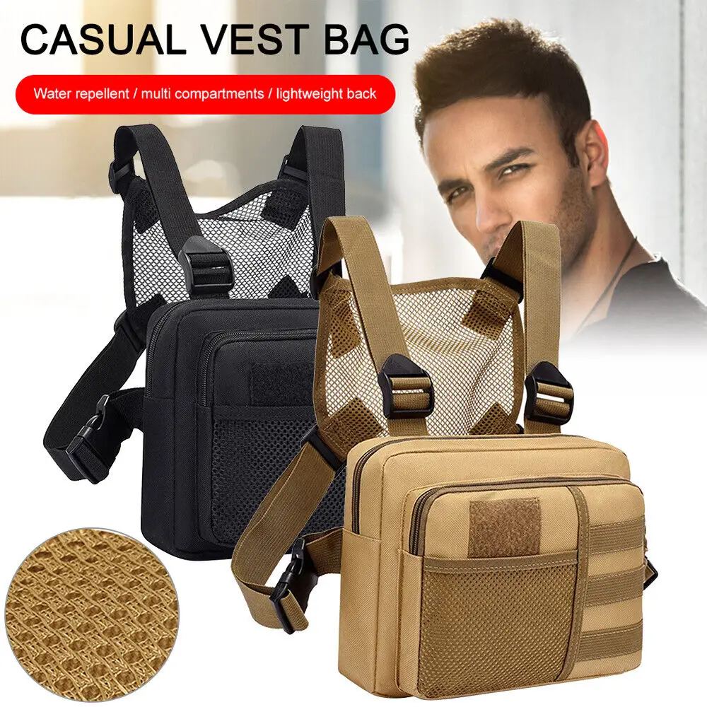 Tactical Chest Bag Sports Running Vest Bag Camouflage Functional Backpack Trendy Casual Vest Men Chest Hanging Camouflage Bag