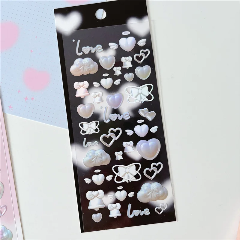 Shuuuo 1 Pc 3D stereoskopowe kokarda z sercem naklejka ze wzorem słodkie dekoracyjna naklejka koreański Kpop Idol naklejki do dekoracji albumu