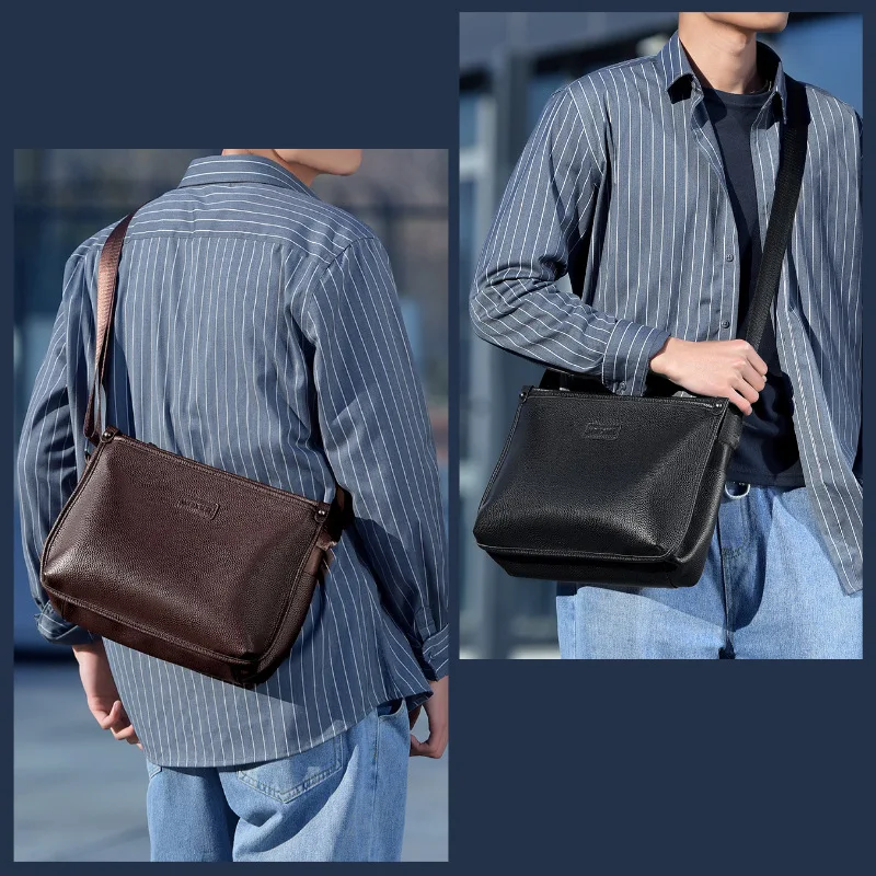 New Fashion Men's Crossbody Bag Soft PU Leather Shoulder Messenger bag Men Crossbody Bags Brand Designer Large Capacity BAG Male