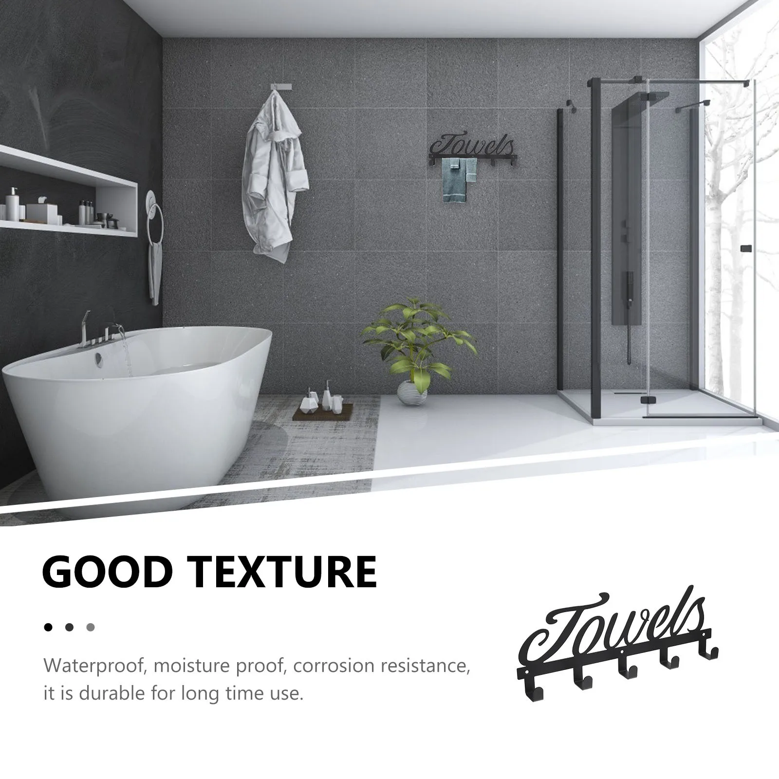 

1Set Wall-Mounted Towel Rack Premium Steel Bathroom Towel Holder Hooks Kitchen Clothes Hat Hanging Rack Waterproof Corrosion