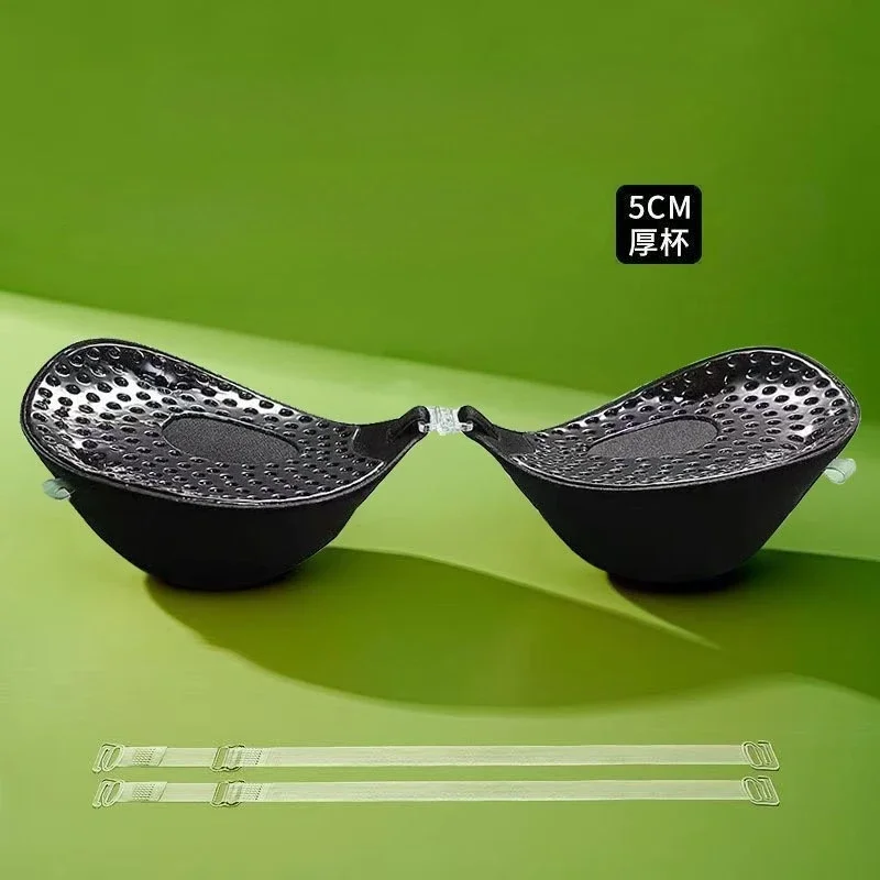 5cm厚の通気性のある粘着ブラ、シリコンニップルテープ、フロントプッシュアップブラ、再利用可能な見えないストラップレスチェストステッカー