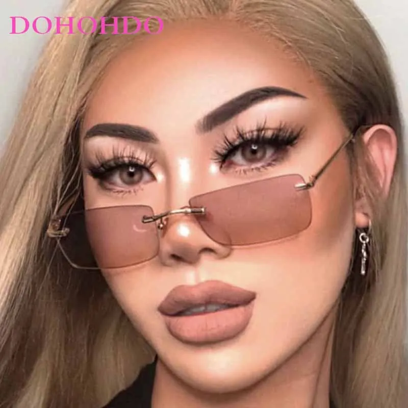 

Vintage Metal Small Square Rimless Women Man Sunglasses Luxury Brand Designer Sunglasses Travel Driving Shades Unisex UV400 Очки