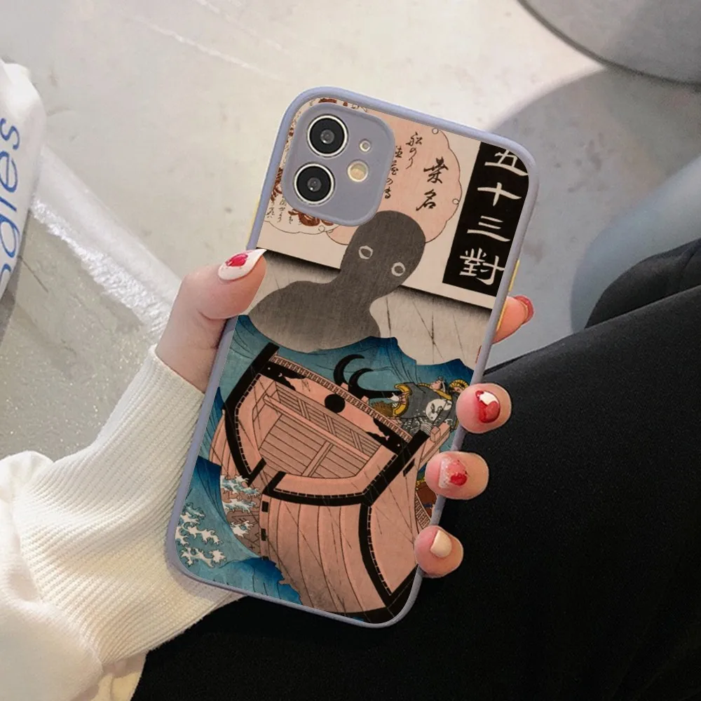 Ukiyo-e Japanese Style Art Phone Case For IPhone 14 11 12 13 Mini Pro Max 8 7 Plus X XR XS MAX Translucent Matte Cover