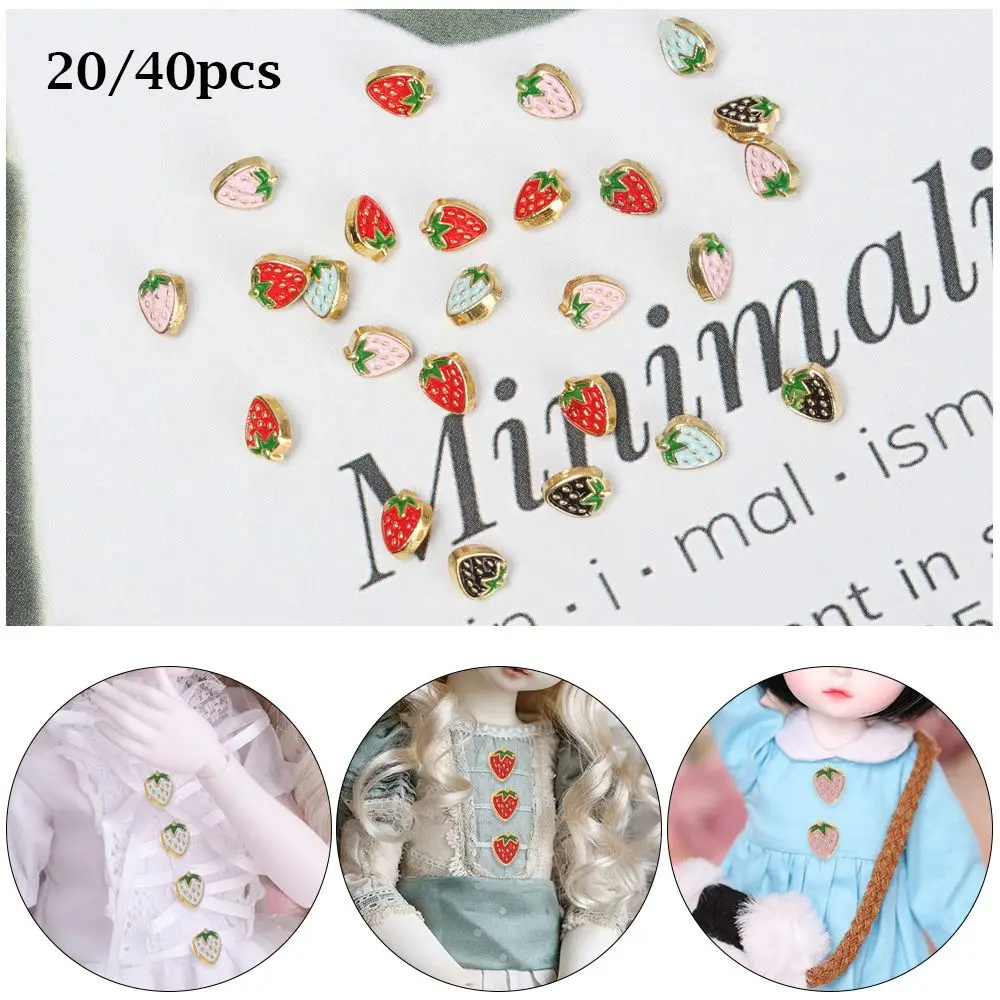 20/40pcs Accessories Strawberry Pattern Decoration Craft Mini Buttons Metal Buckles Clothing Sewing Buckle DIY  Clothes