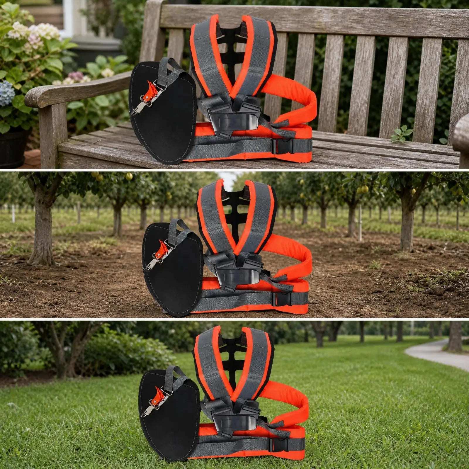 Grass Trimmer Support Harness with Metal Hook for Brush Cutter Padded Waist Belt Ergonomic Yard Work