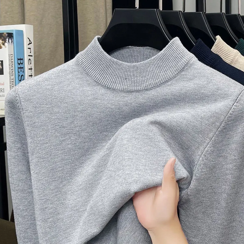 

Мужской теплый вязаный свитер цвета круглого цвета Ne Base irt Faionable Casual Sle осень-зима Maisonal Pure Color Knit...