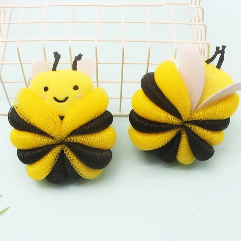 Bee Sponge Bath Ball Shower Rub Bath Shower Wash Body Pot Sponge Scrubber Color Durable Massage Brush for Kids Tools