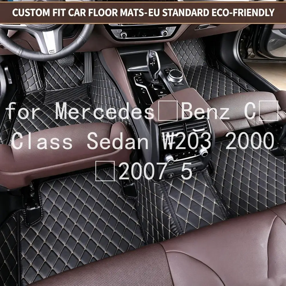 Tappetini per auto su misura per Mercedes-Benz Classe C Berlina W203 2000-2007, 5 posti, motivo a rombi, in pelle PU, rivestimento completo, impermeabili, antiscivolo, tappeti per auto, accessori