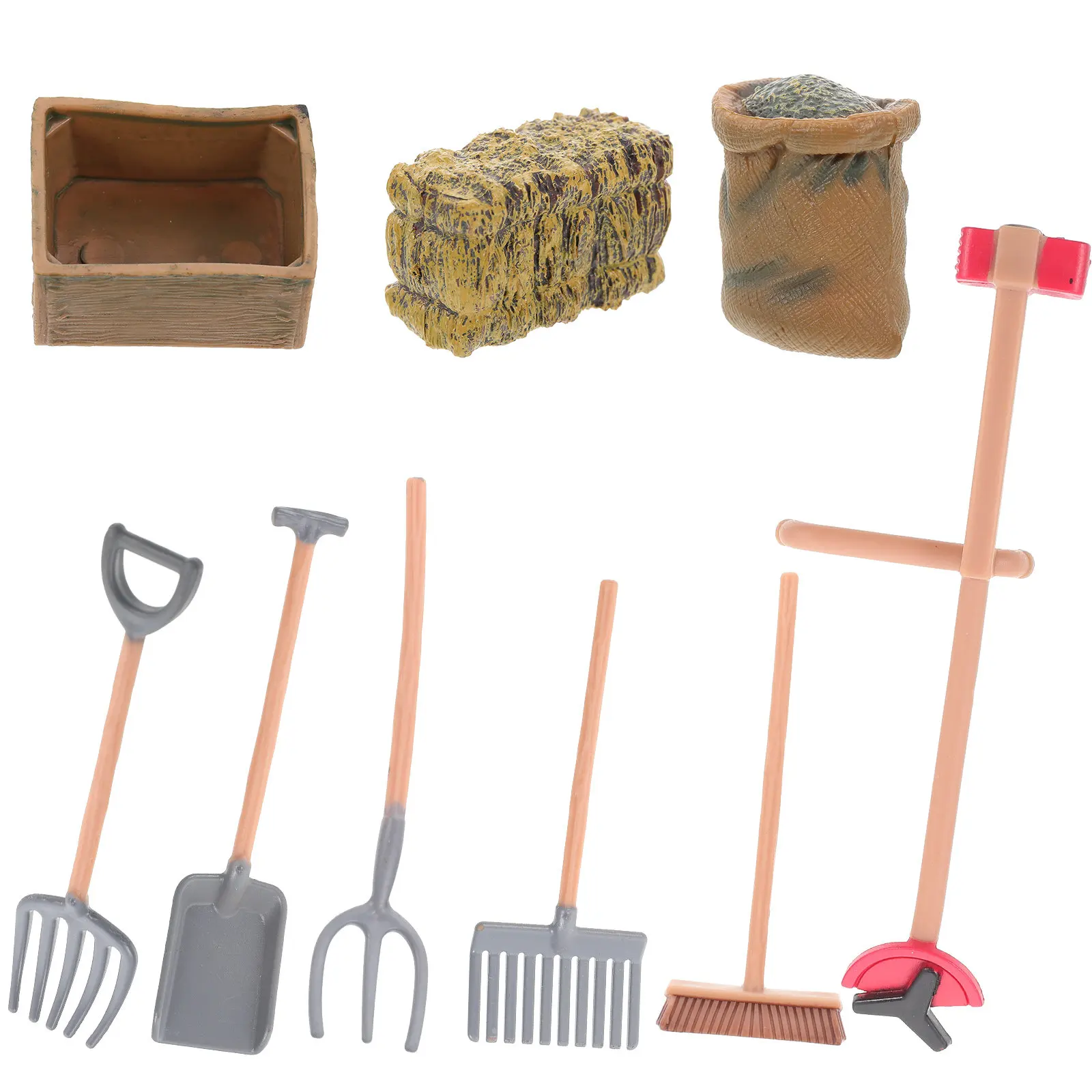 

9Pcs Farm Accessories Miniature Detailed Farm Implement Set Desktop Garden Tool Decor Landscape Prop Implement