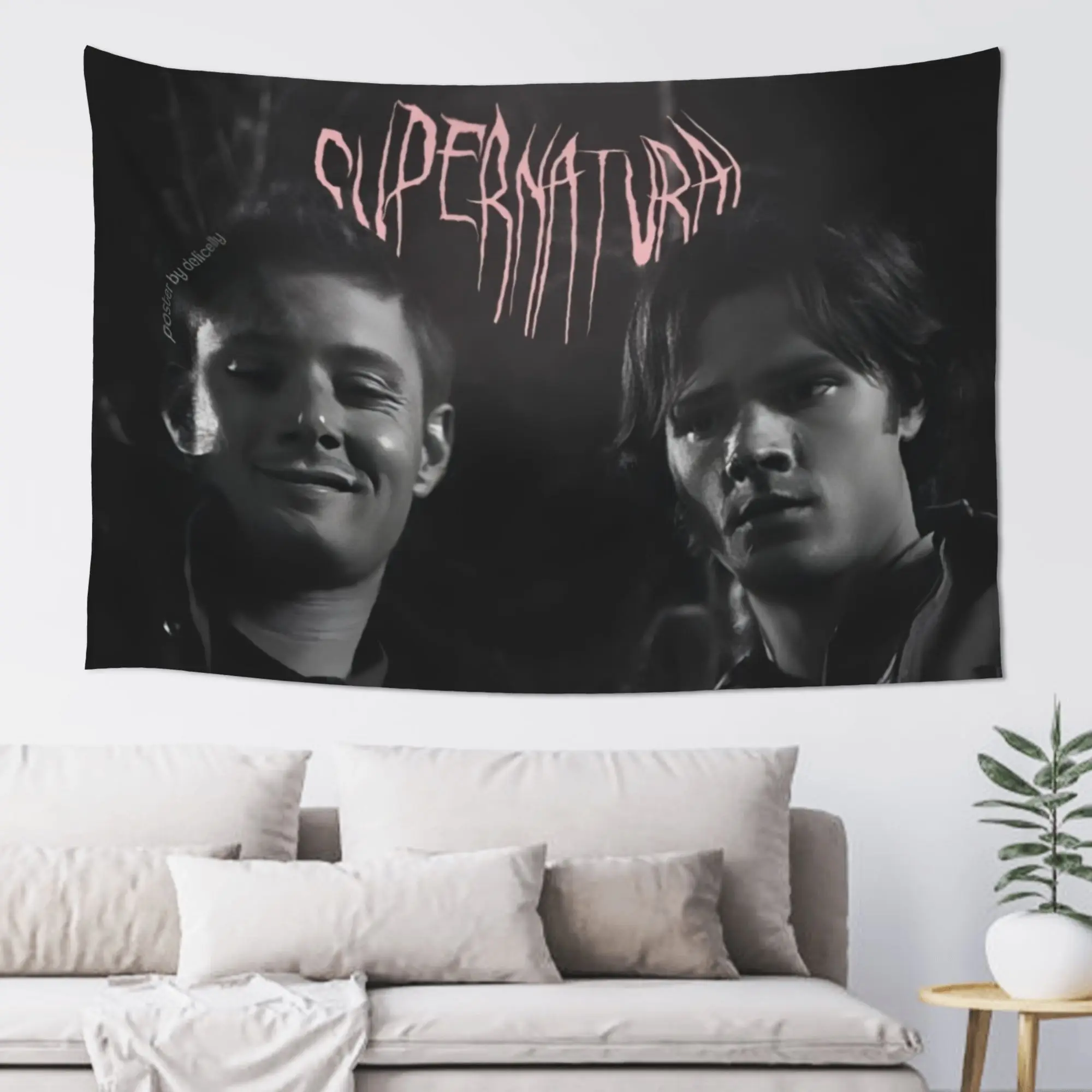 VIKAMA Evil Forces Winchester Brothers Tapestry American Drama Dean and Sam Black and White Portrait Art Room Decoration