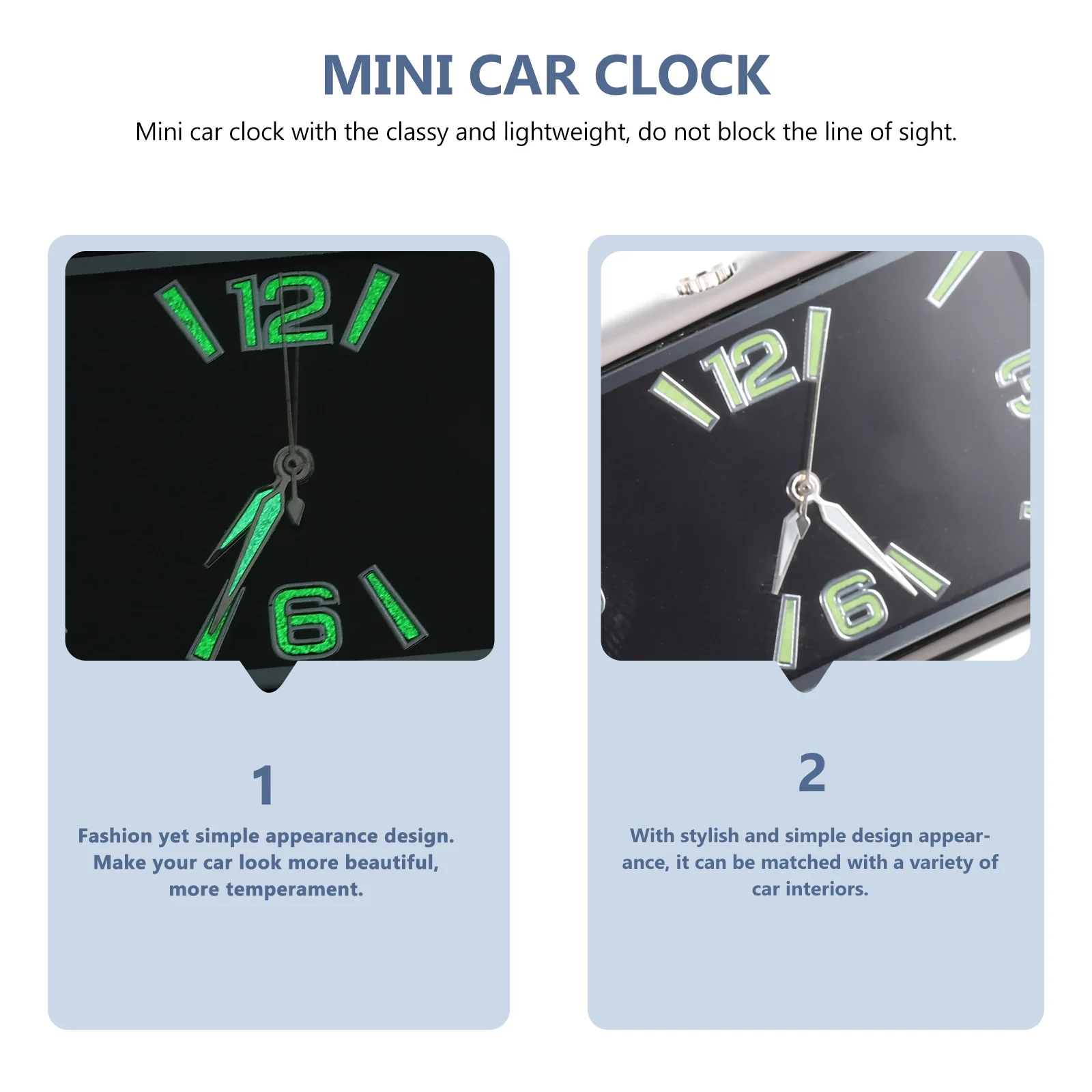 Car Clock Dashboard Decor Fluorescent Mini Digital Clocks Adhesive Tiny Square for