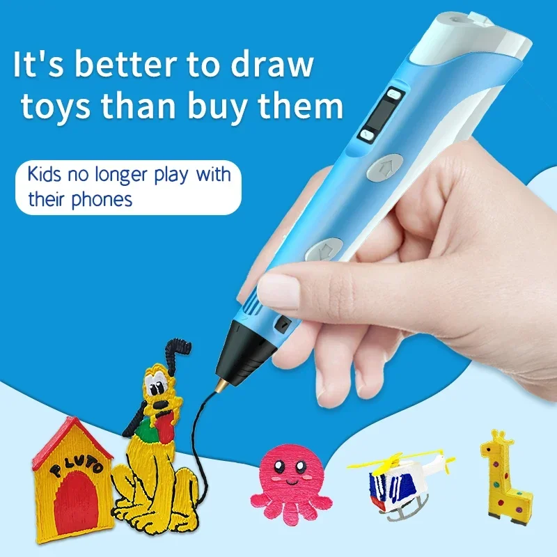 Christmas Birthday Gift 3D Pens for Kids Girls 3D Drawing Printing Pen with LCD Screen Compatible PLA Filament Toys for Children