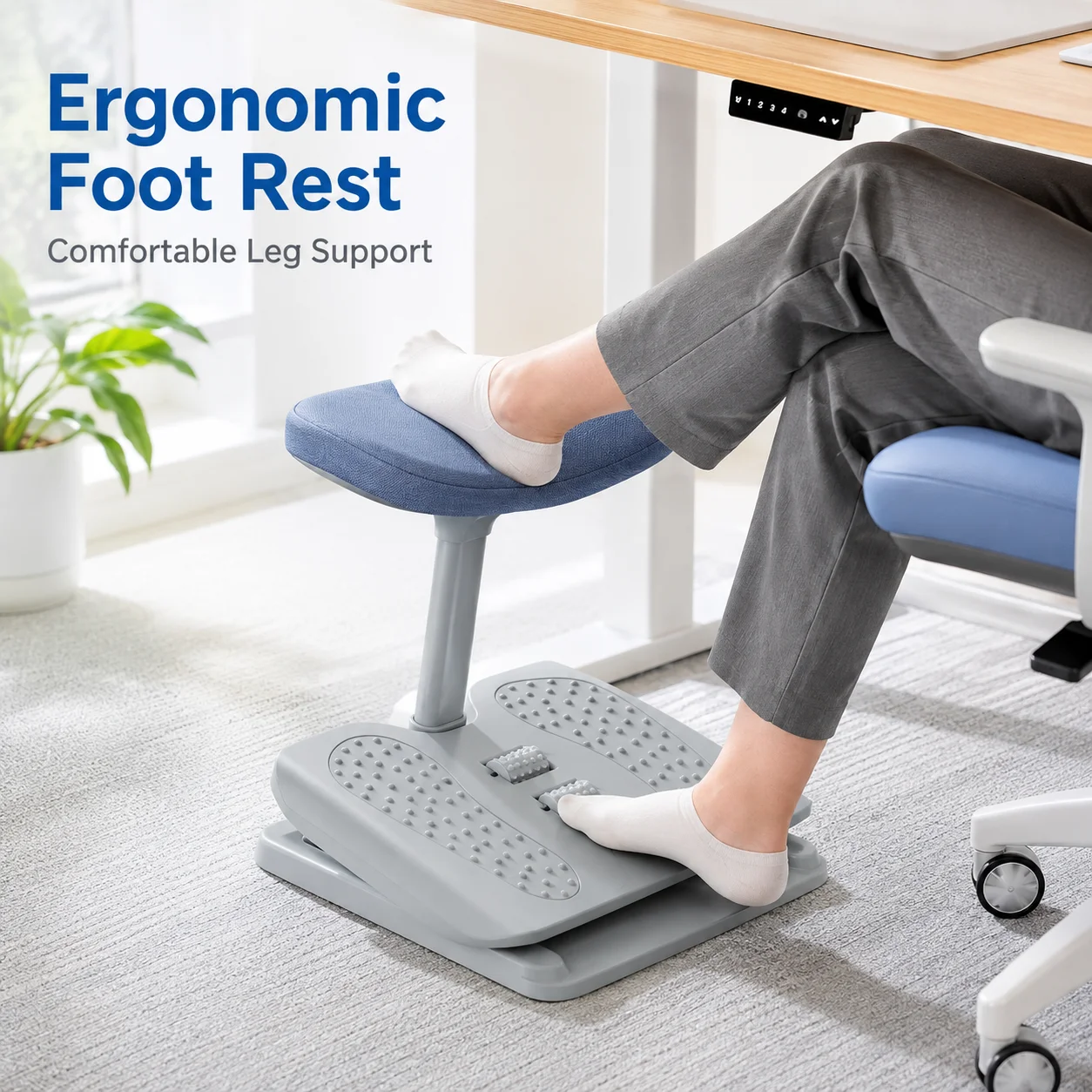Ergonomic Foot Rest for Office Chair, Portable Under Desk Leg Support Cushion for Relaxing Feet, Work and Napping