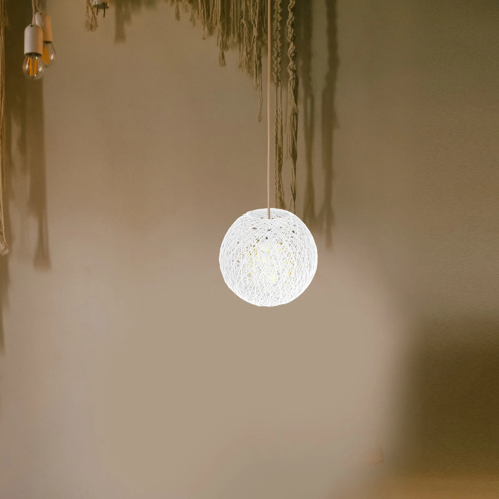 

Rattan Ball Lampshade Style Globe Pendant Light Cover For Living Room Bedroom Dining Room Garden Boho