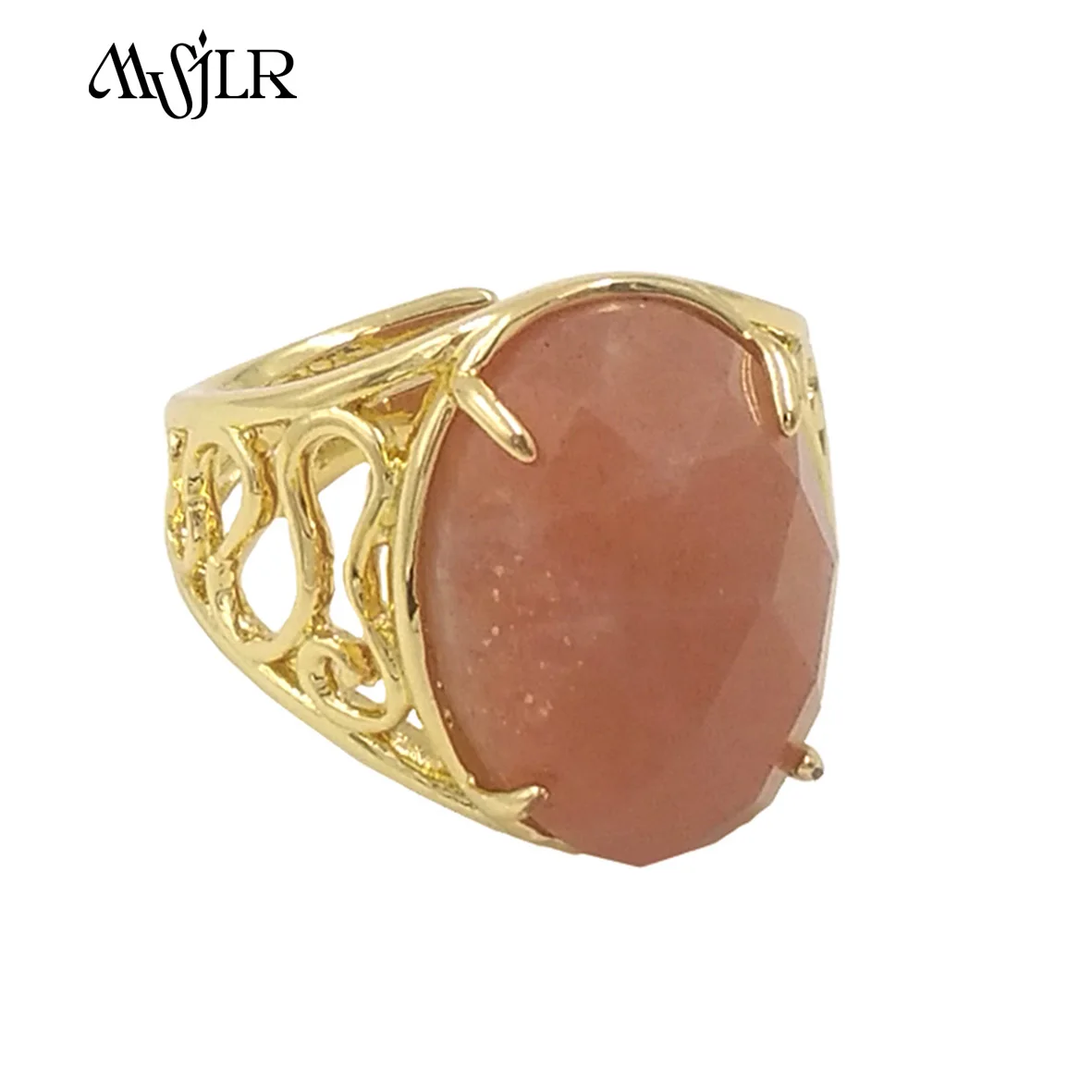 

MVR078 2024 New Natural Colorful Gemstone Gold Plated Ring Elegant Retro Style Attractive Design For Women Gift Jewelry