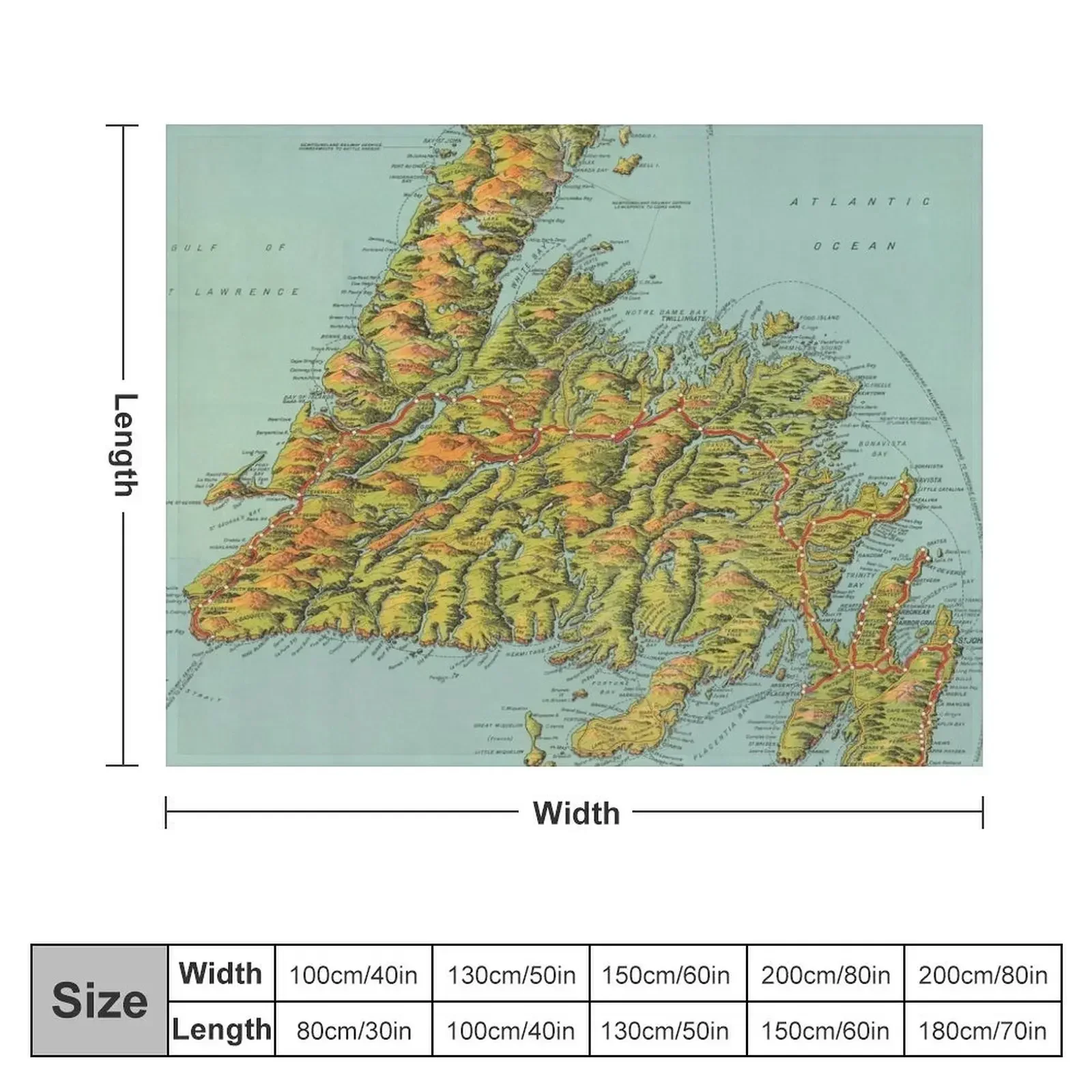 1960 Vintage Map of Newfoundland Throw Blanket Stuffeds warm for winter Decorative Beds Sofas Blankets