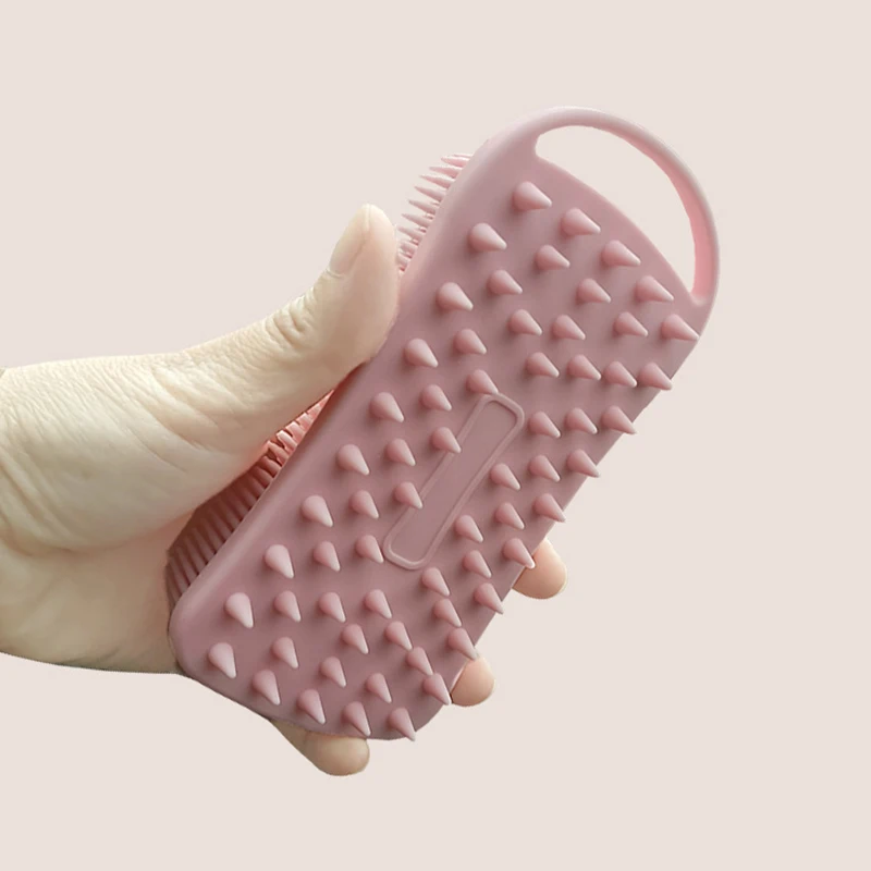 Brosse de douche en silicone 2 en 1, épurateur doux, masseur de cuir chevelu, shampooing, double face, mousse, outil de nettoyage de la peau