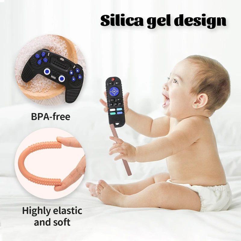 1pc silicone bebê mordedor tv controle remoto forma mordedor roedor goma alívio da dor dentição brinquedo crianças sensorial brinquedo educativo presente