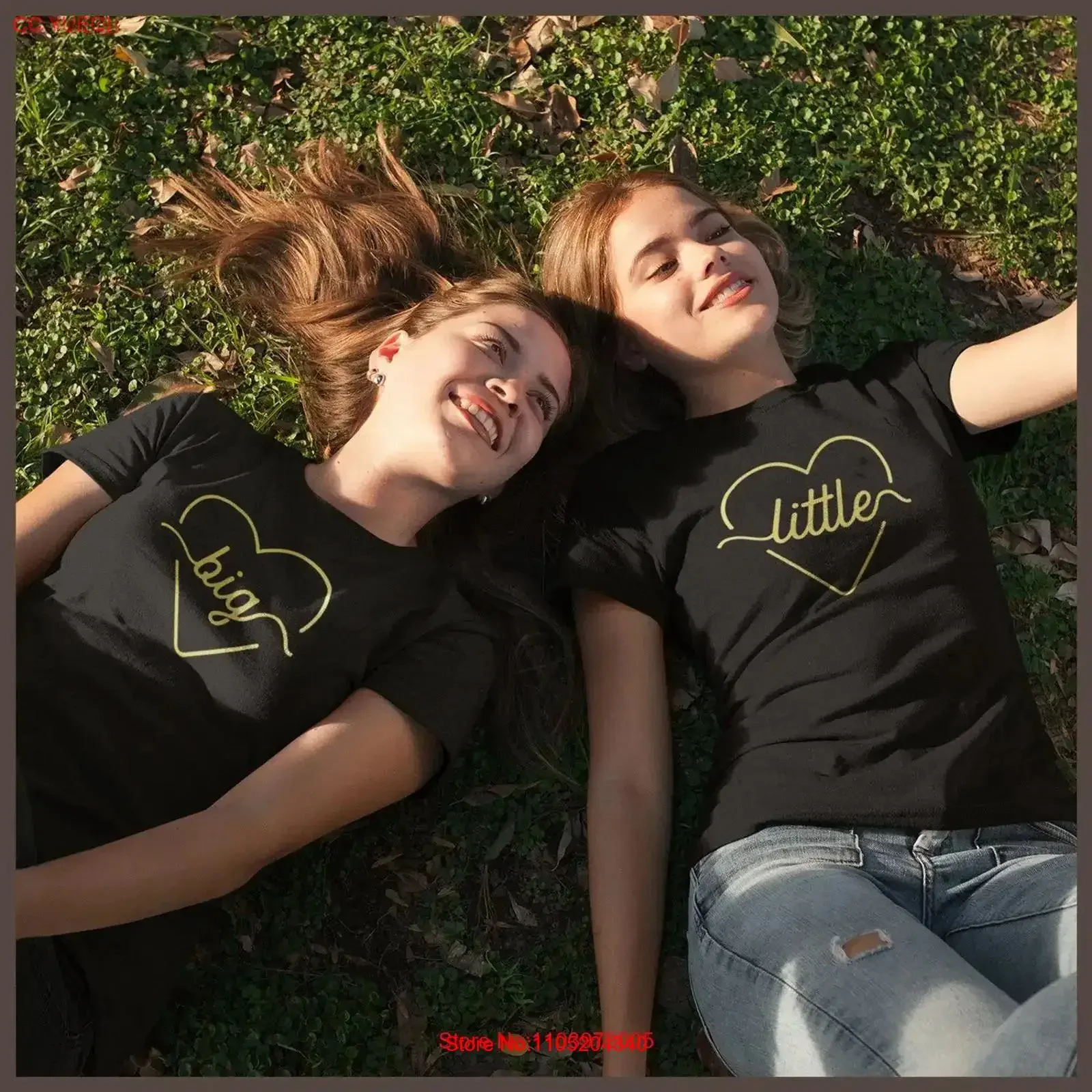 

Одинаковые футболки с большим маленьким сердцем, рубашка для женского общества, сестры, винтажная стираная уличная одежда, модная повседневная дизайнерская одежда с графикой