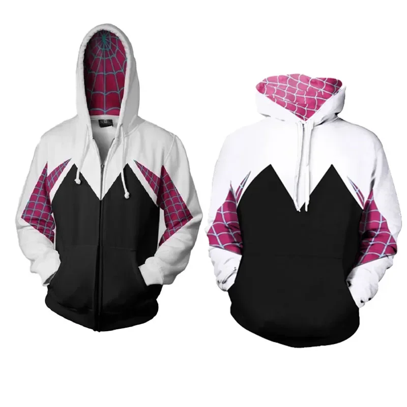 SN55Spider Gwen Stacy Costume per donna Uomo Giacca con cerniera stile stampa 3D Adulto Halloween Abiti cosplay Pullover con cappuccio Swe $ @ 1w