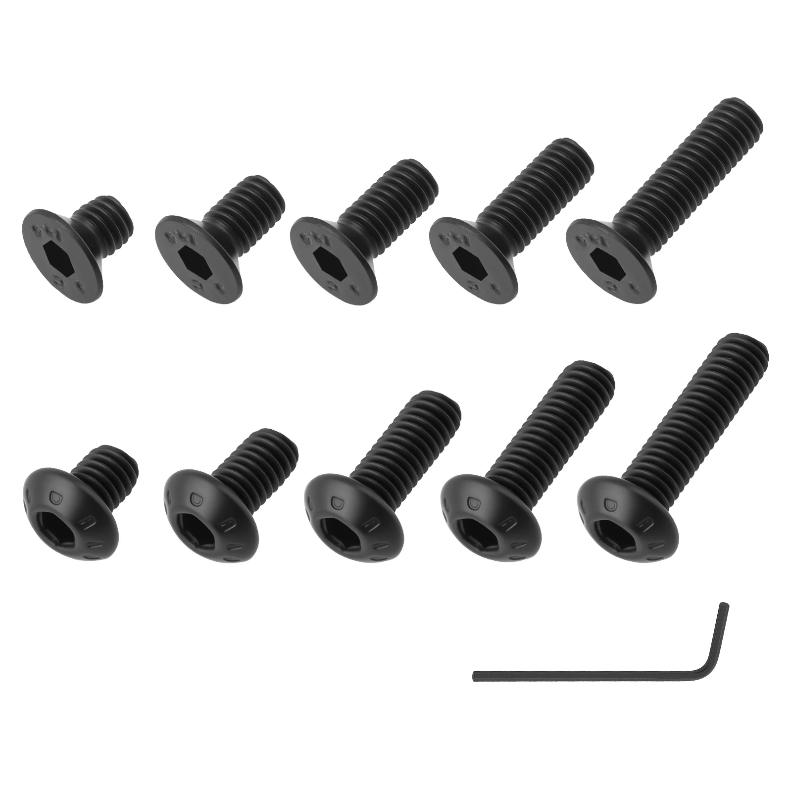 720 pcs 12.9 & 10.9 Grade Zinc Plated M3-0.5 x 4/6/8/10/12mm Hex Socket Button & Flat Head Bolts Nut and Washers Assortment Kit