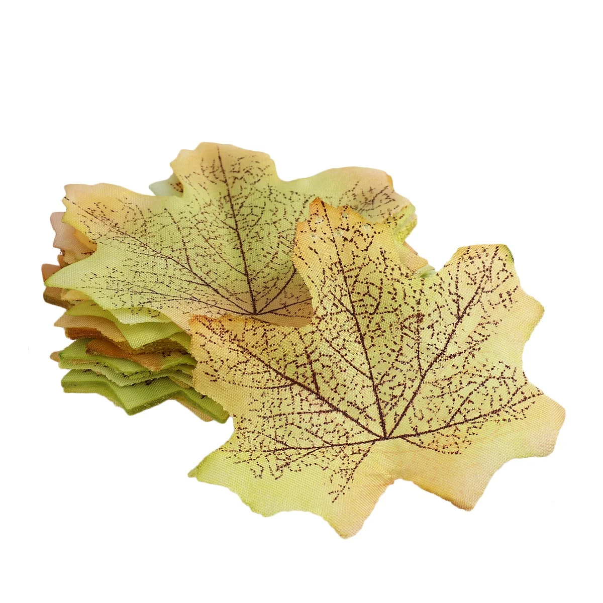 

50Pcs Artificial Maple Leaves Cloth Fake Maple Leaves Simulation Props for Party Wedding Decoration (Light Green)