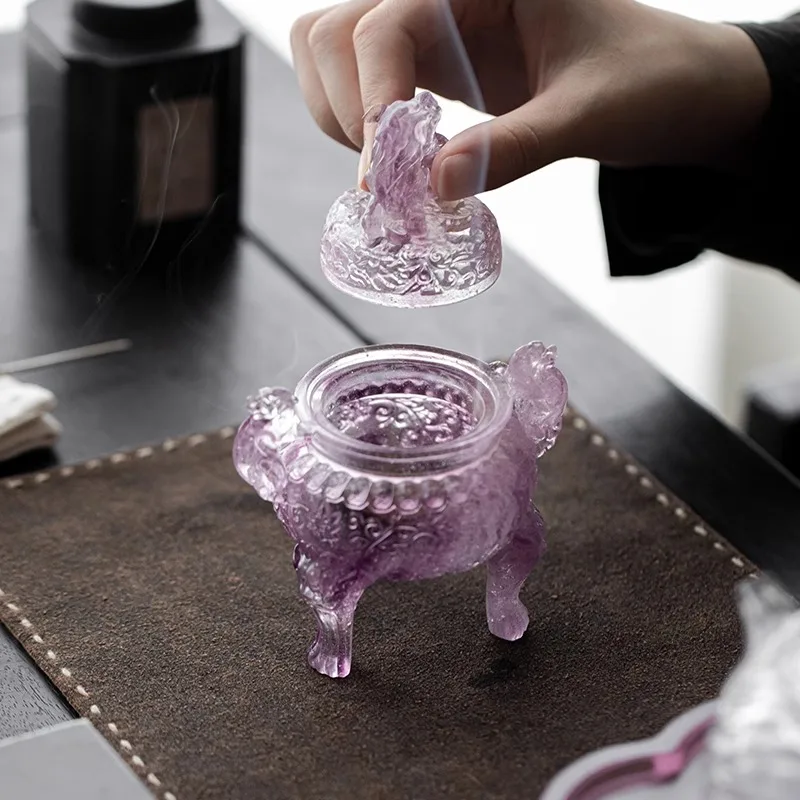 الباستيل القديمة المزجج Lowen البخور الموقد لوحة البخور الموقد البخور ختم الموقد الرجعية الإبداعية طاولة شاي الشاي شاي الحيوانات الأليفة