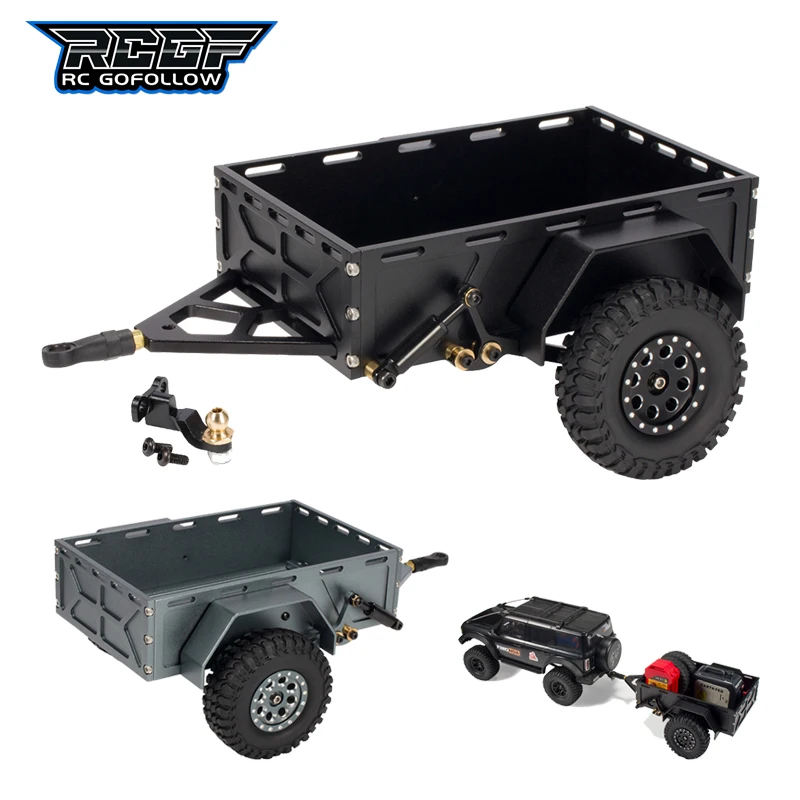 

Aluminum Alloy TRX4M Utility Trailer with Hitch Mount for 1/18 RC Crawler TRX4-M Defender Bronco K10 High Trail Scale Upgrade