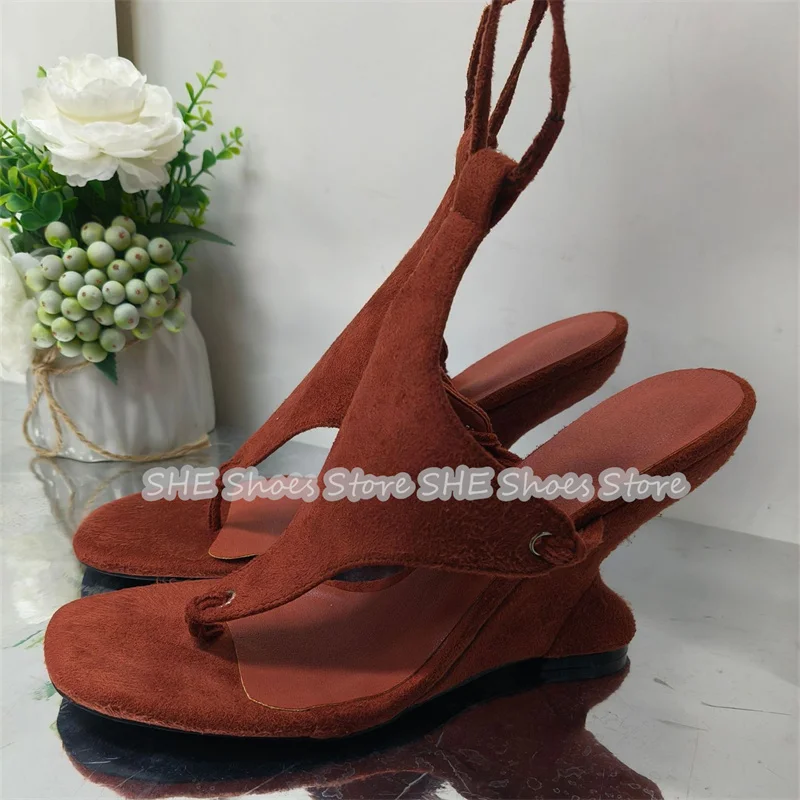 

Sexy Ankle Cross Strap Flip Flops Sandals for Women Peep Toe Strange High Heel Wedges Gladiator Shoes Ladies Summer Dress Shoes