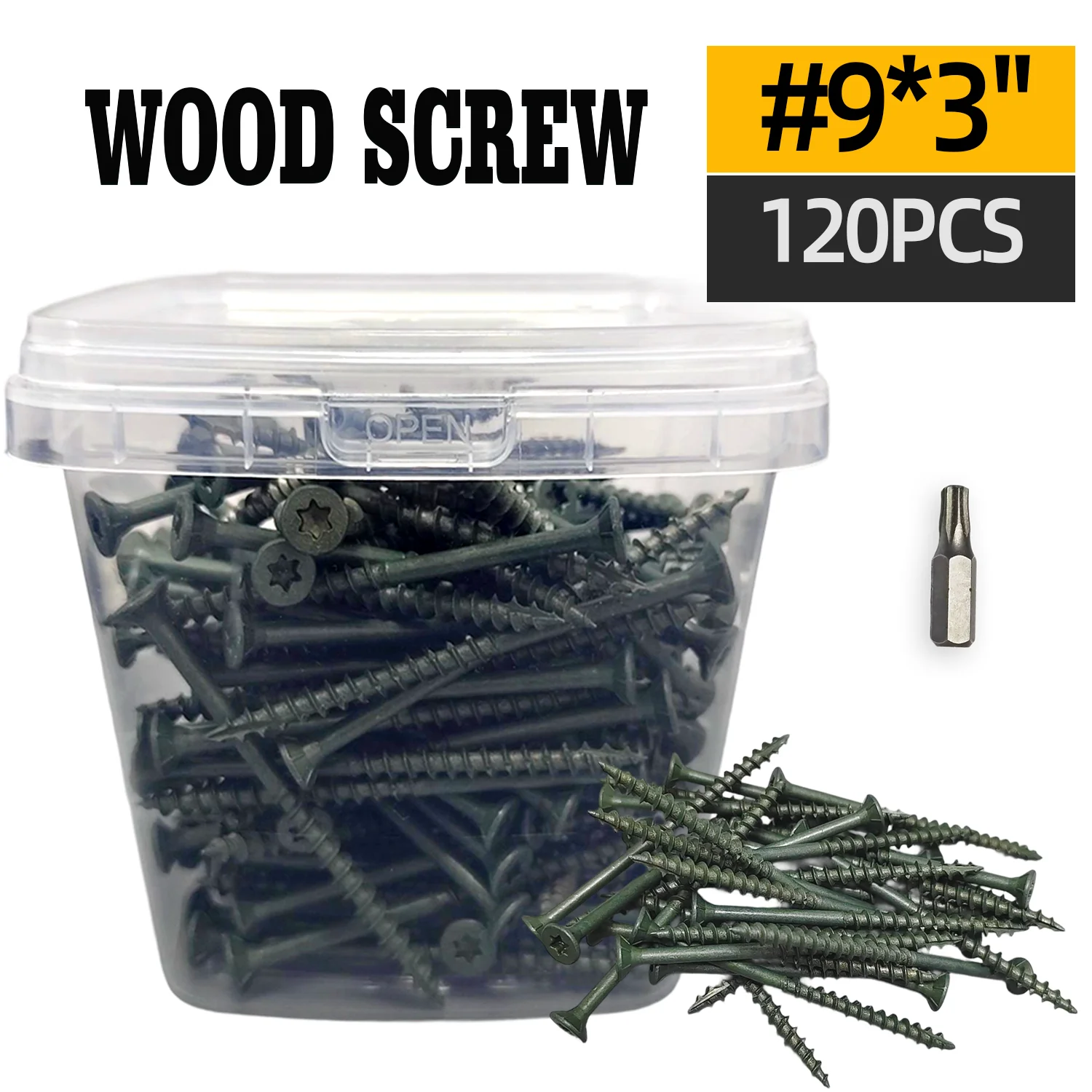 

Wooden Screw3 in, VKKM Deck Screw # 9, T25 Star Bit Above 1500 Hour Salt Spray Coating Outdoor Decking Screws，Green.