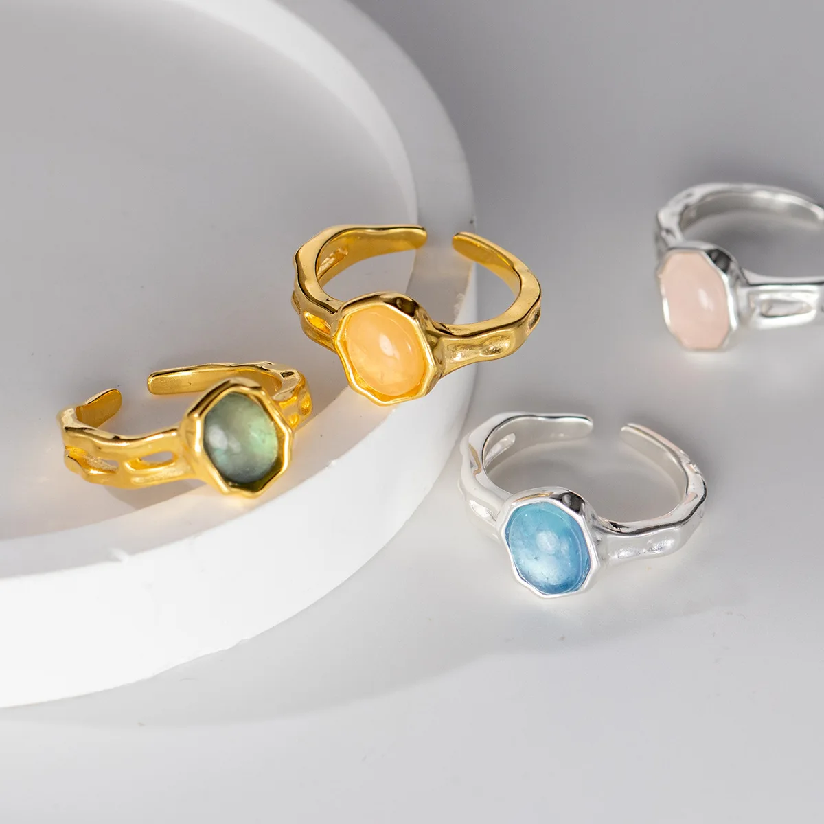 [Cciris.Com] S925 Silver Pink Crystal Aquamarine Ring Nickel Free Hypoallergenic Minimalist Wholesale Stacking Jewelry for Women