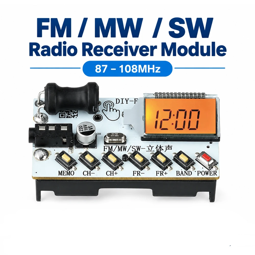 87-108MHz FM/MW/SW Multi Band Headphone Radio, Medium Wave Shortwave Fm Radio Module DIY Module Finished Product