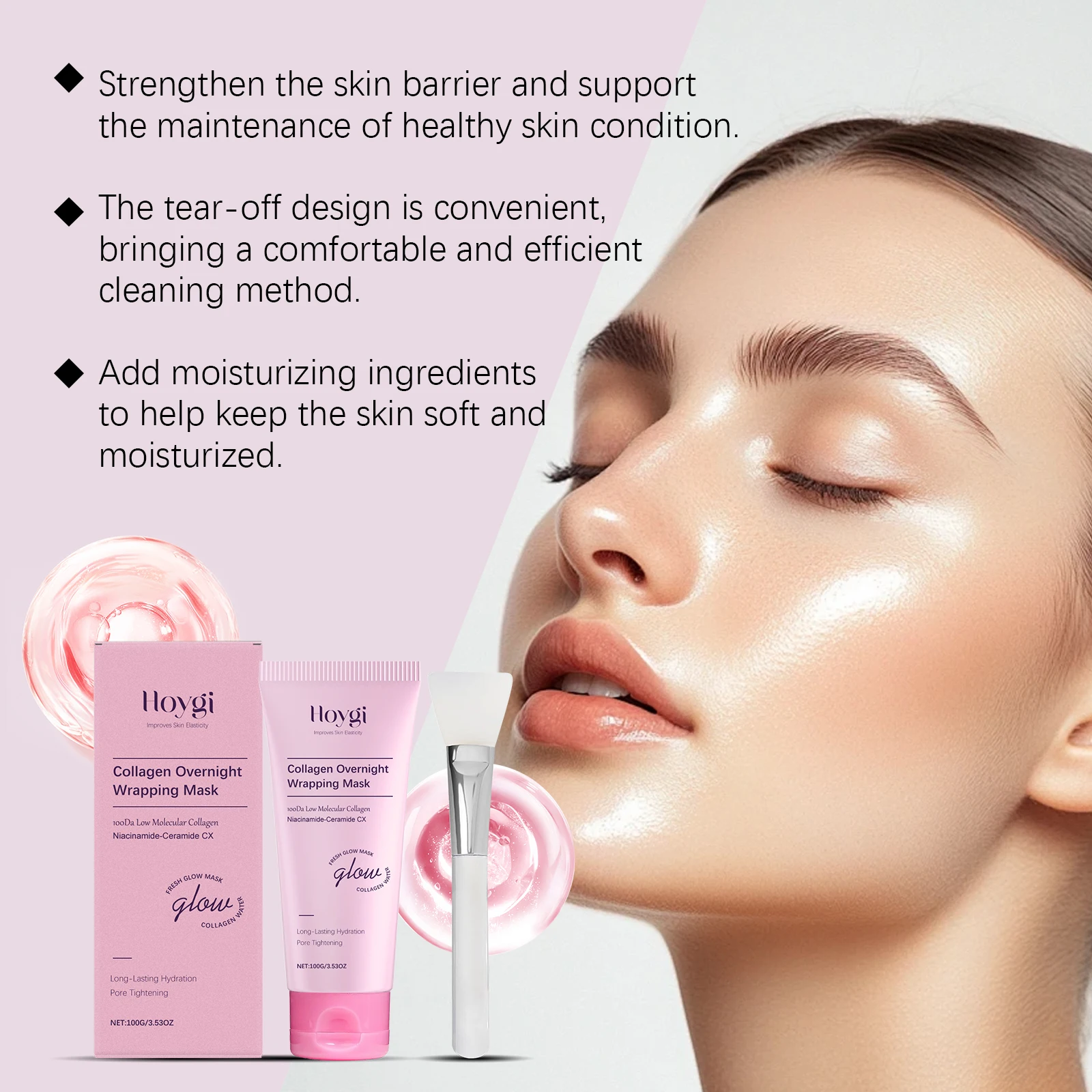 Collagen Overnight Wrapping Peel Off Facial Mask Pore Tighten Improve Skin Elasticity Intensive Night Hydration Skin Care Mask