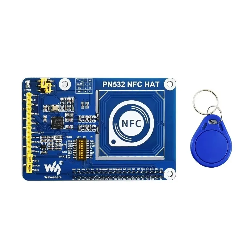 VoFSRaspberry Pi NFC Expansion HAT With PN532 Chip - Supports I2C/SPI/UART, 13.56MHz, Compatible With All Raspberry Pi Models