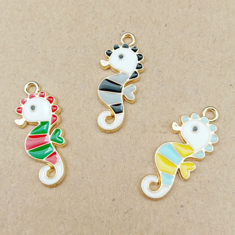 

30Pcs DIY Sea Horse Pendant Alloy Jewelry Making Supplies Durable Colorful Pendants for Necklace Earring Bracelet Gift