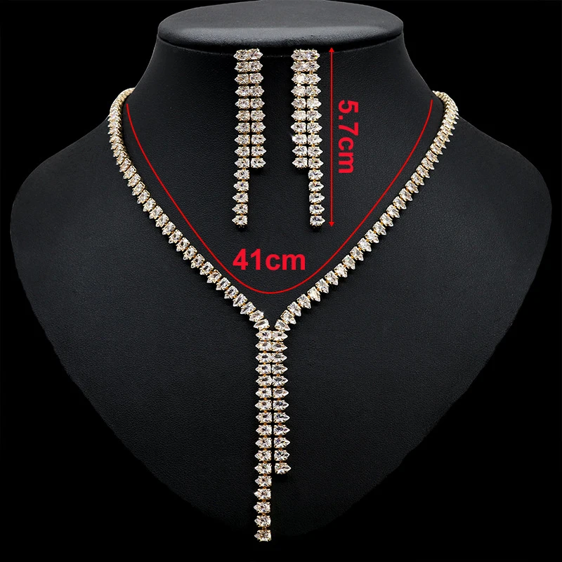 

Luxurious Women's Jewelry Sets Cubic Zirconia Elegant Womens Necklaces Earring Jewellery Set Women Wedding Party Accessories