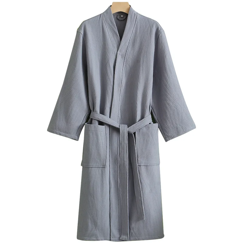 100% Cotton Double Layer Gauze Couples Kimono Robes Women And Man Bathrobe Nightgown Loose Home Service Basice Hotel Bathrobe