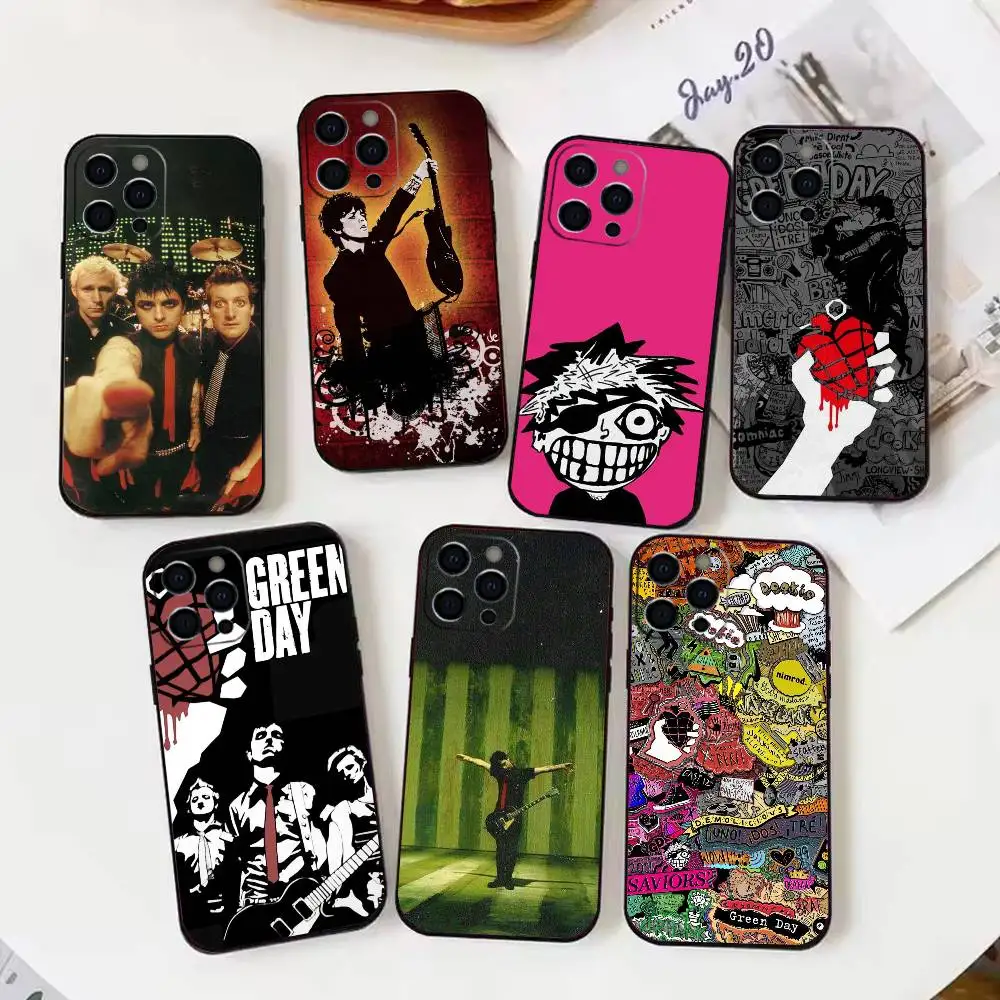 

G-Green Day Band holiday Phone Case For iPhone 16,15,14,13,12,17,Pro Max,Plus Silicone Black Case