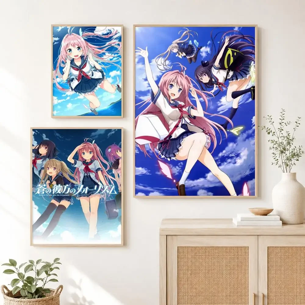 Classic Anime A-Aokana Four Rhythm Across the Blue 3 Poster Self Adhesive Wall Art Decor for Bedroom Living Room Home Decor Gift
