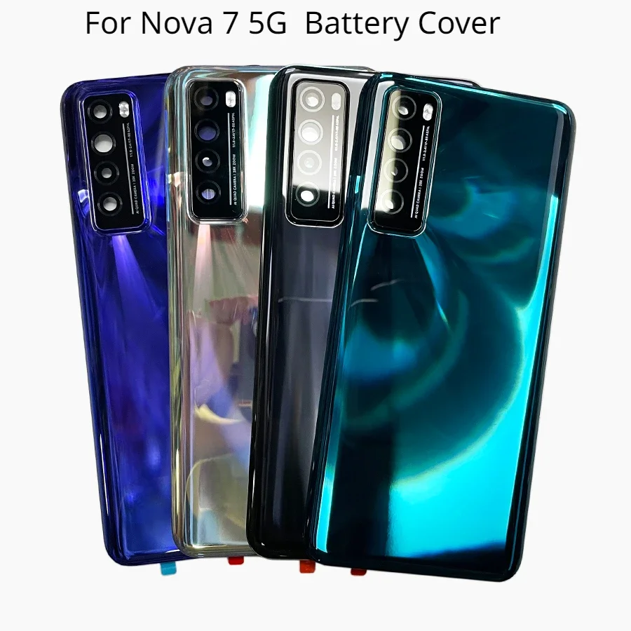 For Nova 7 5G Glass Back Cover For Huawei Nova 7 Spare Parts Back Housing Glass Rear Door Case + Adhesive