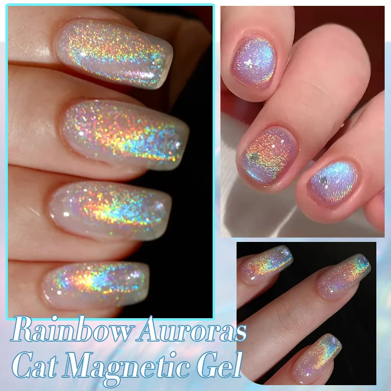 BORN PRETTY 10ml Regenbogen-Katzenaugen-Magnet-Nagelgel, ablösbarer UV-LED-Gel-Lack, langanhaltender Nagelkunst-Lack für Salon, Zuhause und DIY – Detail 5