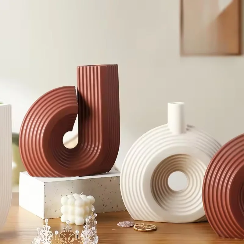 

Geometric Ceramic Vase Irregular Modern Minimalist Home Decor for Living Room Table Desk Centerpiece Flower Pot Art Decor