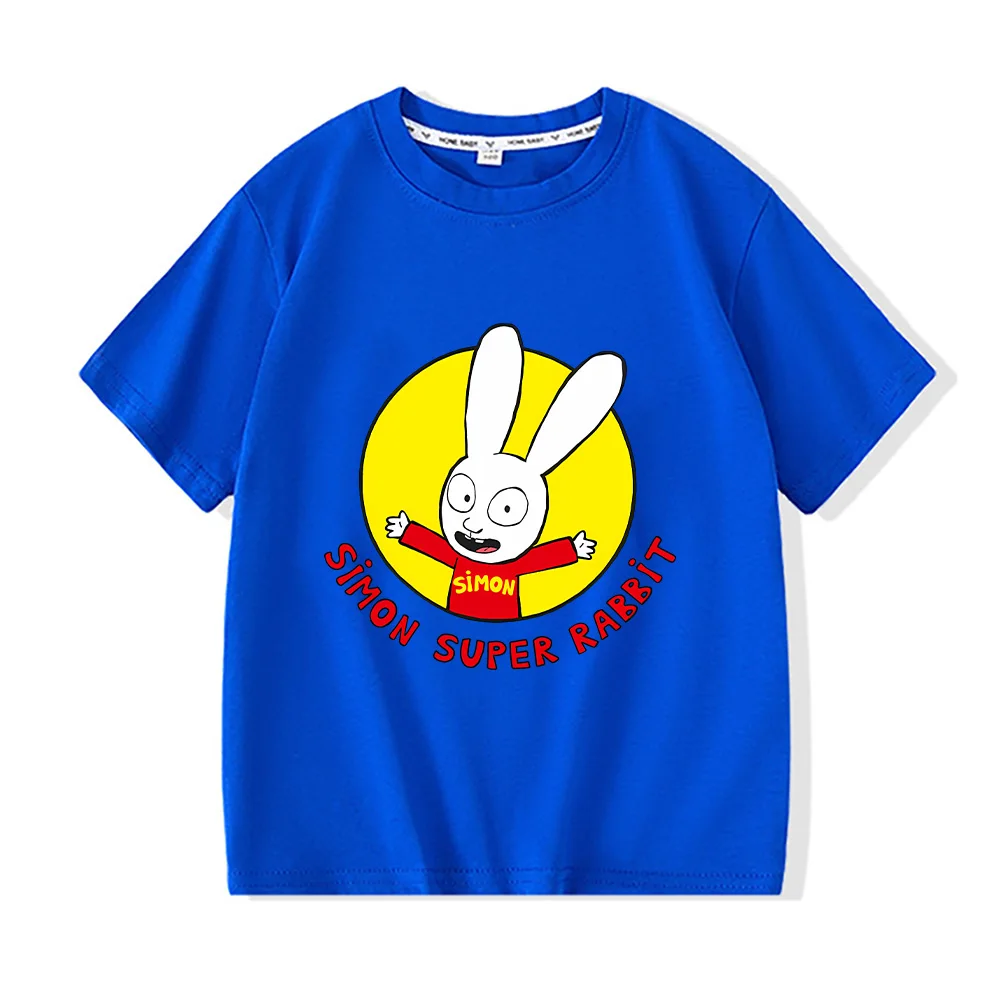 Simon Super Rabbit Tshirts Funny Children\'s Boys T-shirt Spring Summer Cotton Boys Girls Preschool Children Tops Cartoon Clothes