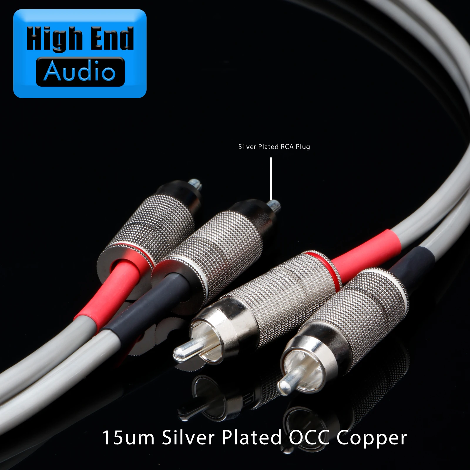 Preffair HIFI RCA Audio Cable OCC Silver-plated 2RCA to 2RCA Audio Cable with Rhodium Plated connector For CD Amplifier