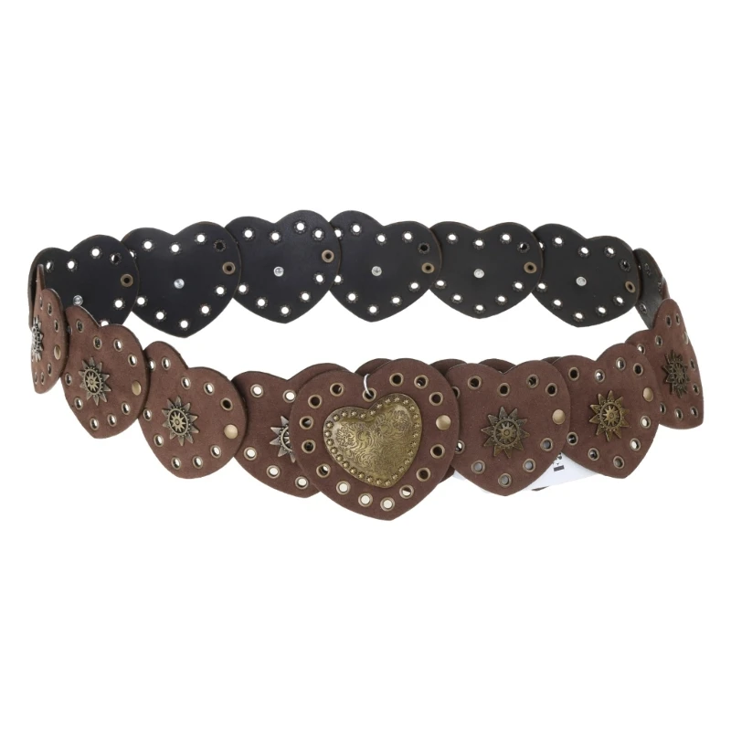 

Cool Girl Waist Belt with Buckle Rivet Decors Waist Belt Hollow Out Waistband for Coat Dropship