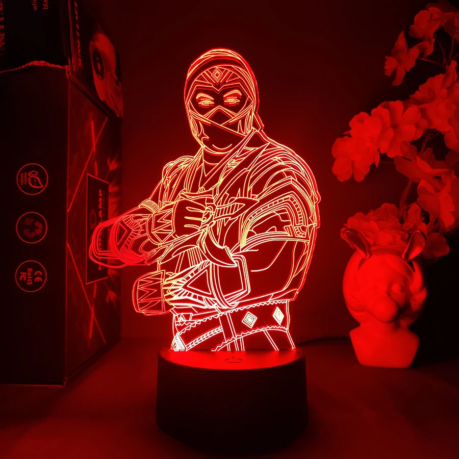 Mortal Kombat 11 Figurine 3D Visual Nightlight Cool Gamer Setup Decoration for Friends Birthday Gift Creative Present for Kids