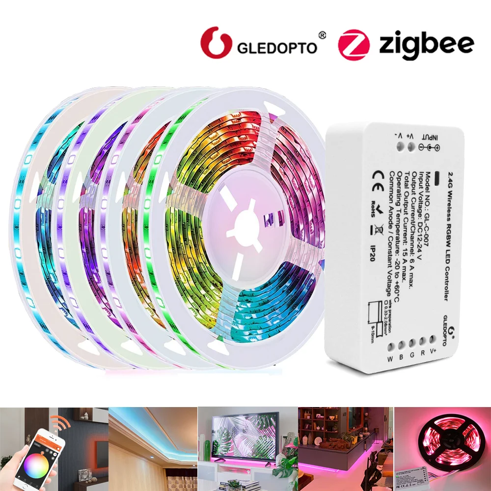 20m Zigbee 3.0 RGBW RGBWW Led Strip SMD 5050 5M 10M Flexible Dimmable Light DC12V Power Full Kit Alexa Google Home Voice Control