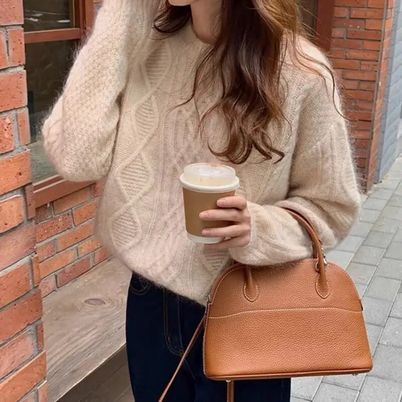 

loose thick sweater twist sweater women's autumn and winter Little fresh lazy style winter Fashion Hot Style