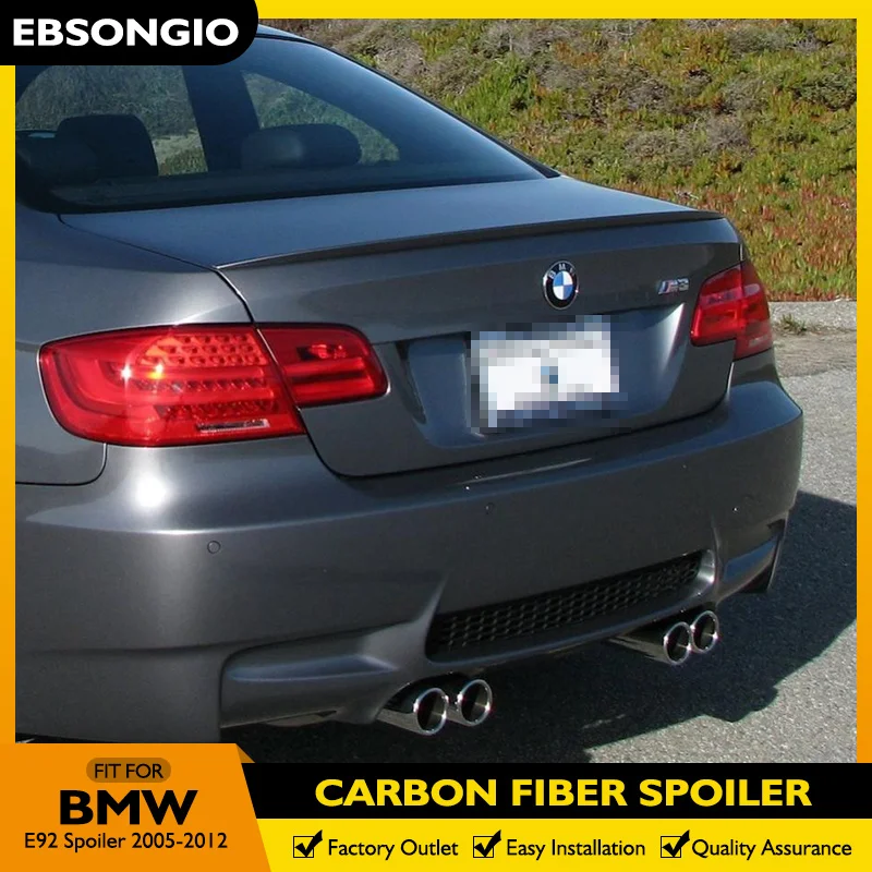 

For Bmw 335i E92 M3 Style Rear Spoiler For BMW 3 Series E92 M3 Coupe 2005-2012 Convertible 2005-2012 Real Carbon Fiber Spoiler